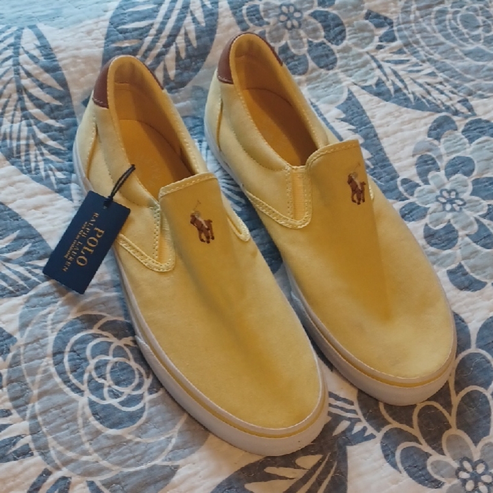 Polo By Ralph Lauren Thompson 10D Yellow Loafers Mens NWT Grandpa Core High End